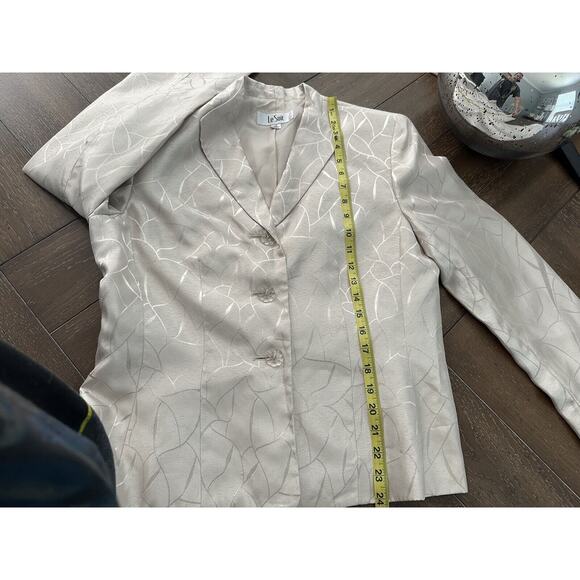 EUC Le Suit 2 Piece Blazer Skirt Set Light Gold Champagne Shimmer Design Size 10 - Picture 11 of 16